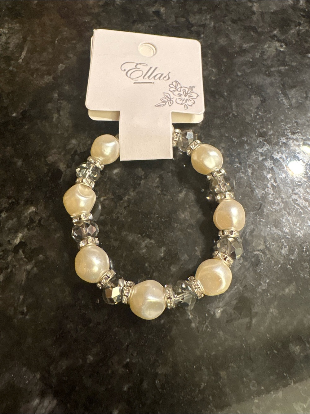 Ella Ivory Pearl & Clear Crystal Stretch Bracelet